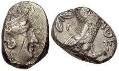 UNCUT -- Athens, Greece, Eye-in-Profile Style Pi Type Tetradrachm, c. 347 - 294 B.C.