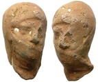 Is This You??? -- Greek, Boeotian, Terracotta Veiled Woman's Head, 330 - 200 B.C.