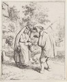 Adrian van Ostade -- Man & Woman Conversing in a Street -- 1650 sanguine