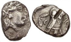 Athens Owl -- Greece, Eye-in-Profile Style Pi Type Tetradrachm, c. 347 - 294 B.C.